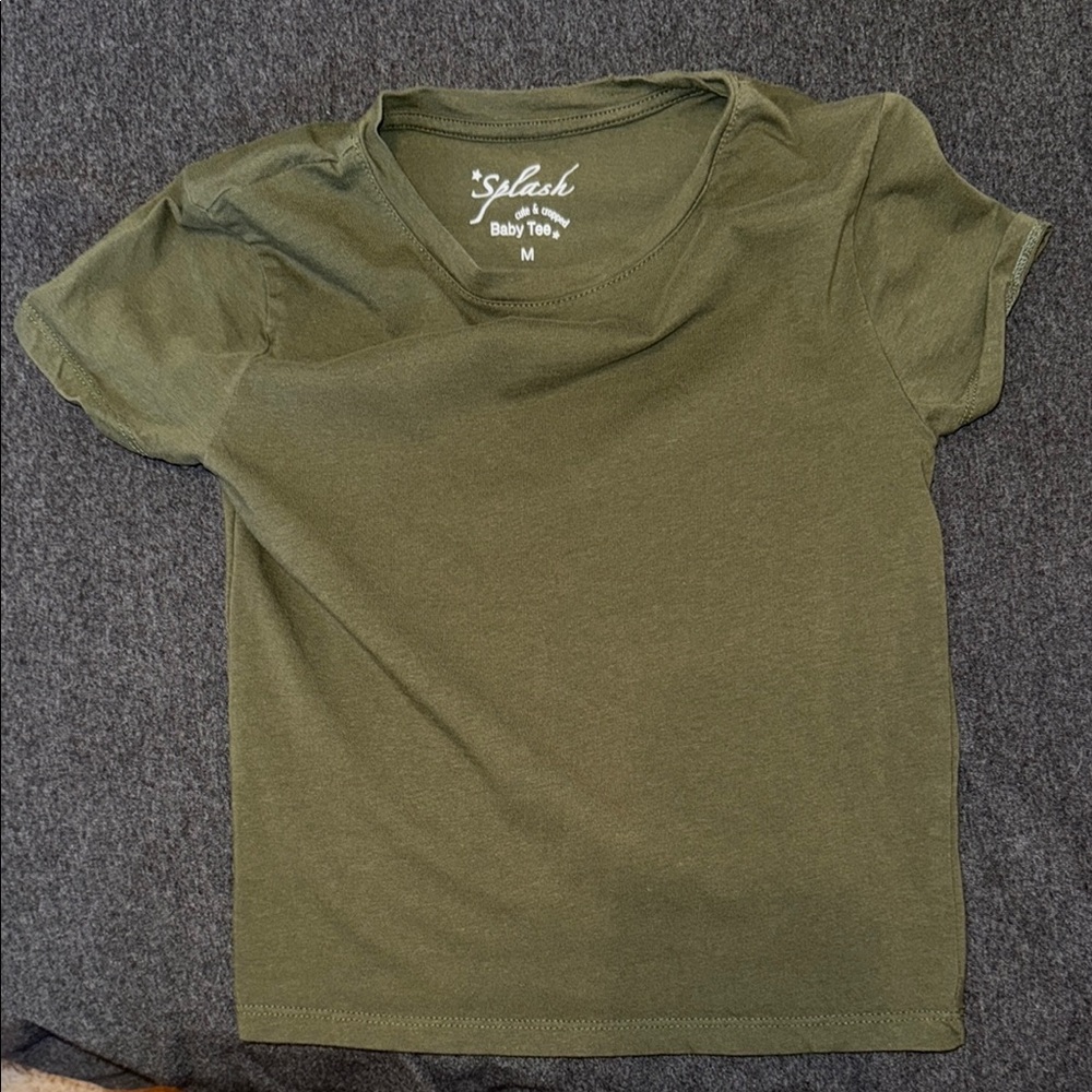 Splash Olive Green Crop Top